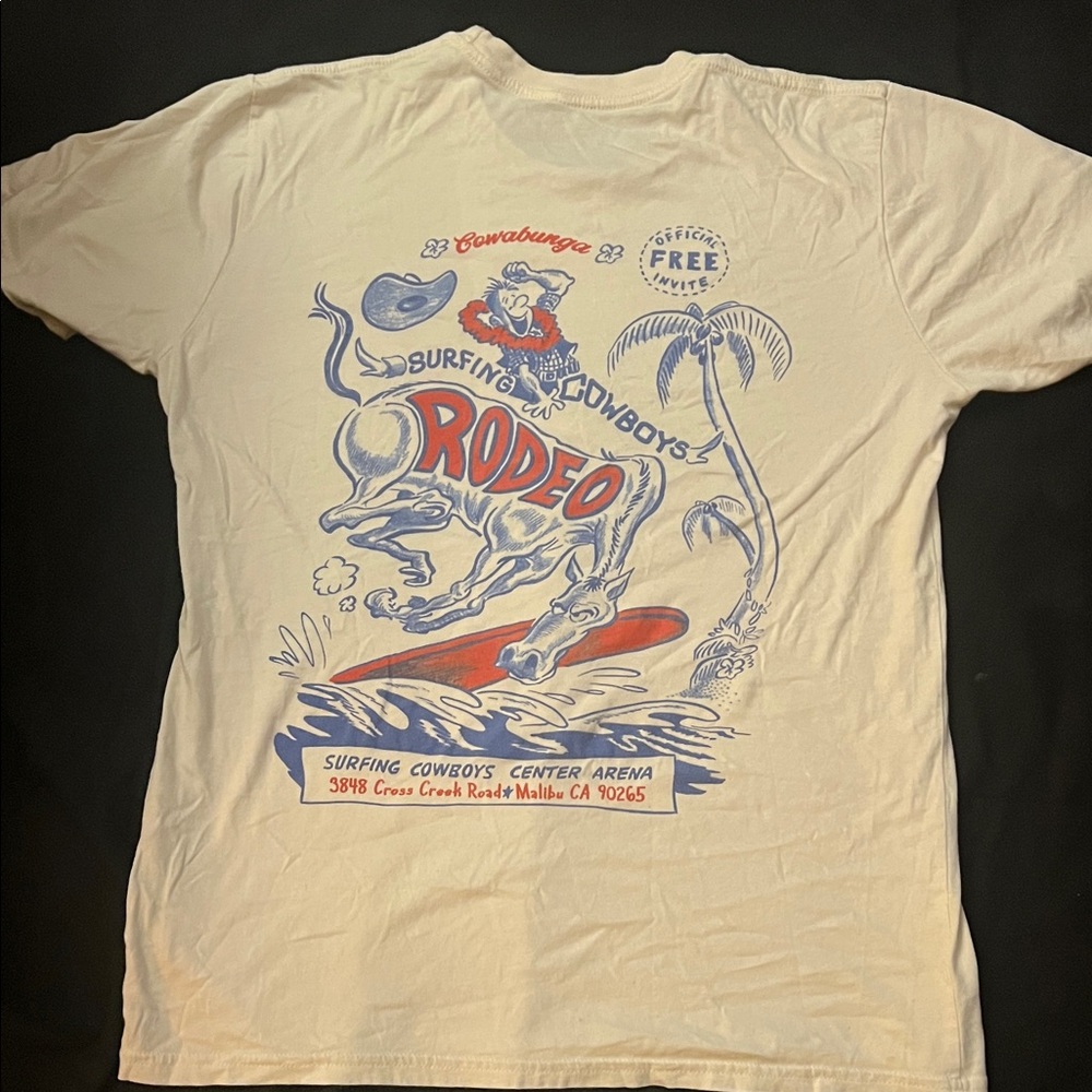 Surfing Cowboys Rodeo Graphic Tee - Cream